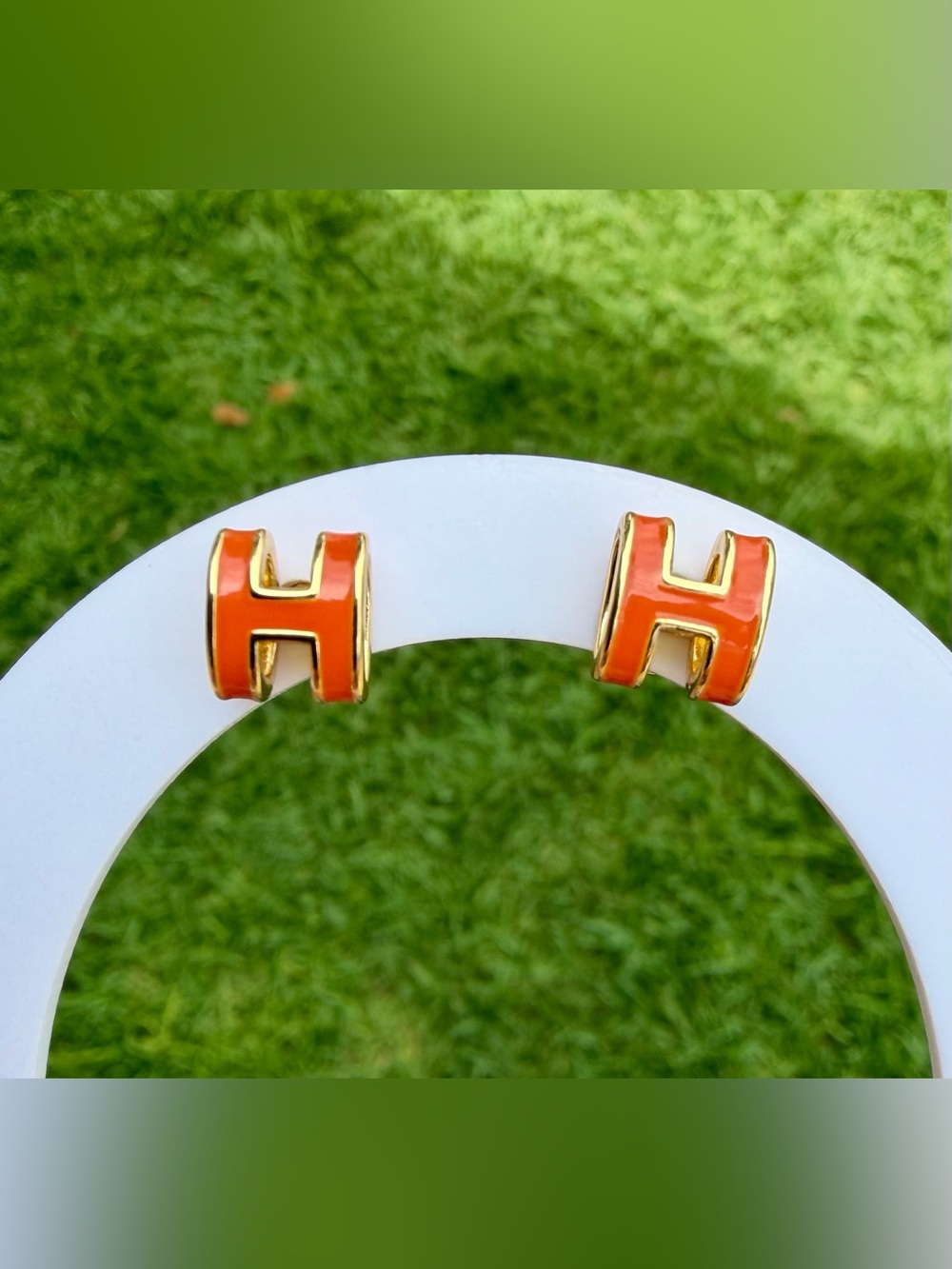 Letter Earrings in Orange